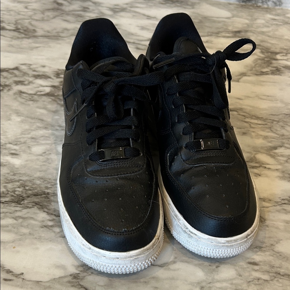 Nike Air Force 1 Low Black Leather Sneakers | Unisex Size 8.5